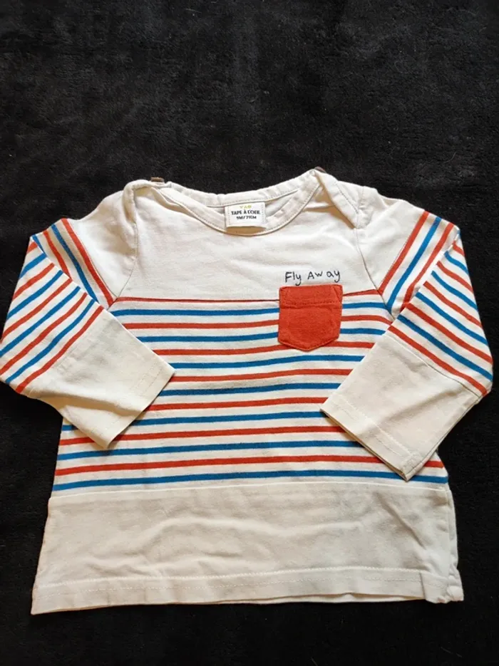 Lot 5 t-shirt manches longues 9 mois - photo numéro 2