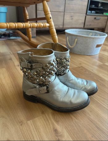 Bottes argentées avec clous et strass en cuir Ash pointure 39