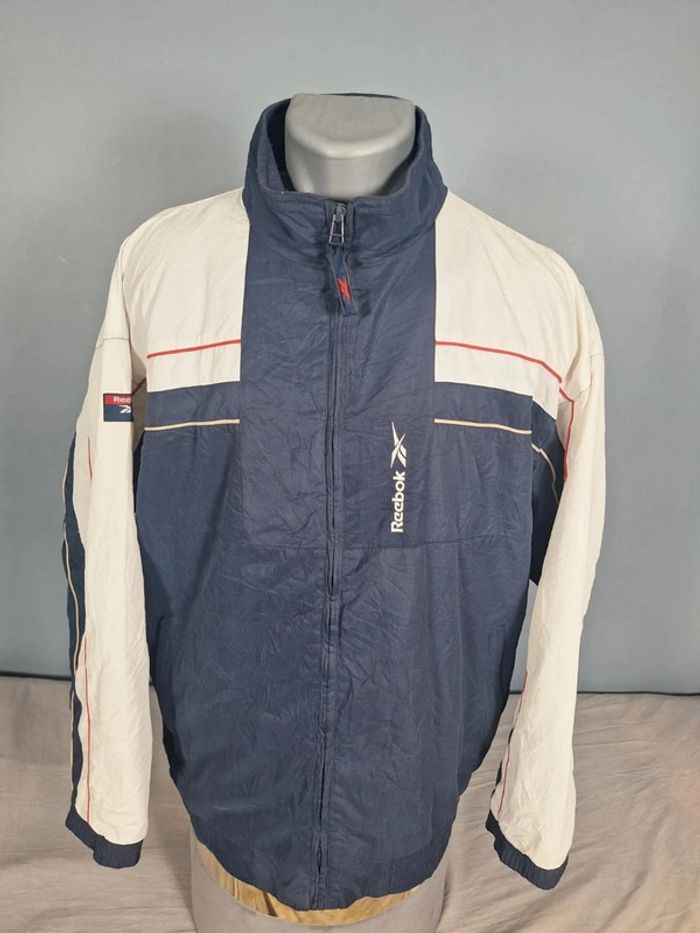Veste Reebok vintage M bleu blanc style 90s logo brodé rétro (544)