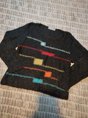 Pull chaud hiver noir multicolore maille La balade d'ursule taille 42
