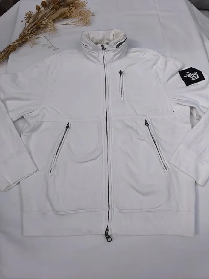 Veste pull épaisse Ralph Lauren homme taille L blanche épaisse excellent état - photo numéro 2