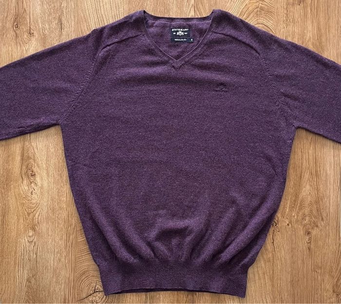 Pull col V violet State of Art en laine pour homme, taille M - photo numéro 2