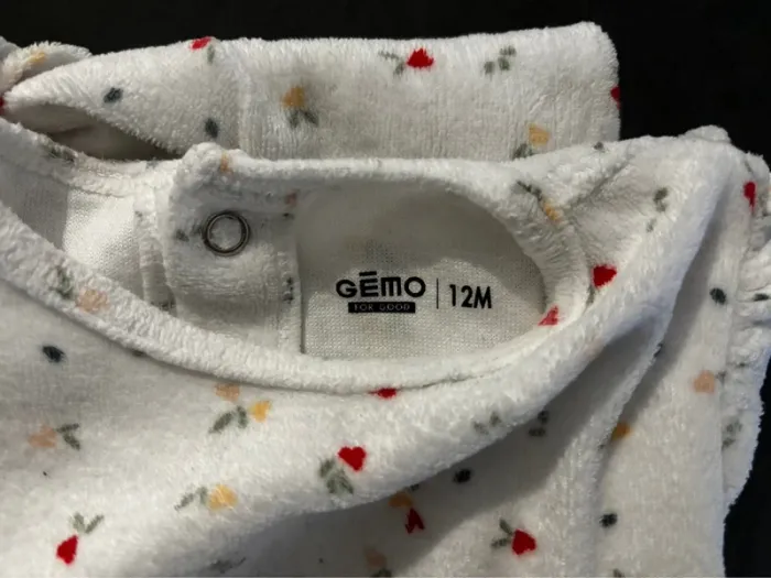 Pyjama chaud Gémo 12 mois - Fleurs - photo numéro 2