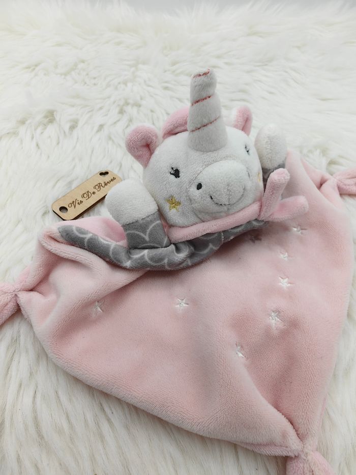Doudou mouchoir sirène licorne Mots d'enfants - photo numéro 2