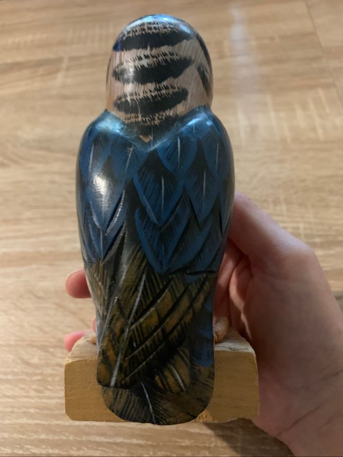 Bibelot chouette en bois peinte - photo numéro 4