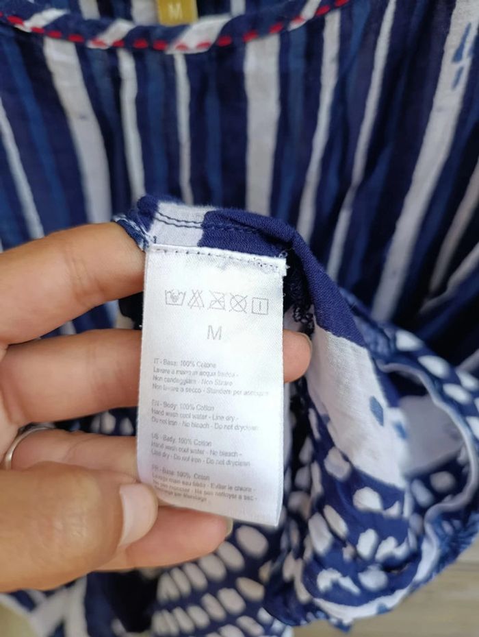 Blouse manches courtes oversize bleu et blanche 38 M David - photo numéro 3