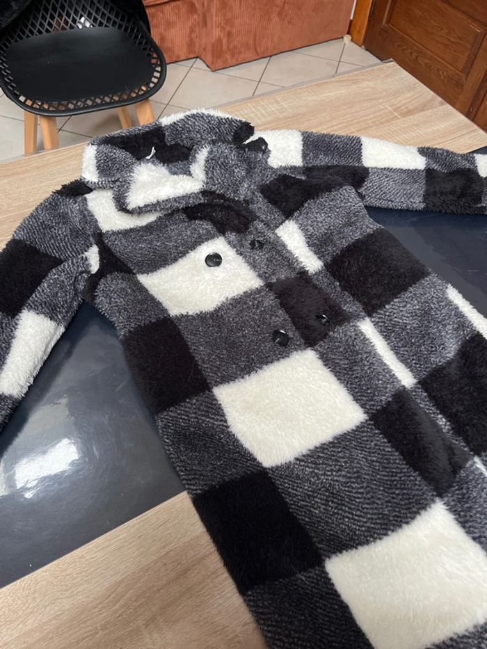 Veste longue trench douce à carreau 7ans - photo numéro 2