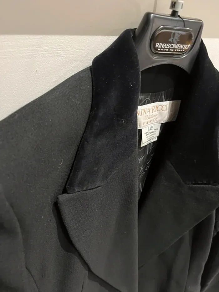 Veste blazer vintage noir velours Nina ricci - photo numéro 2