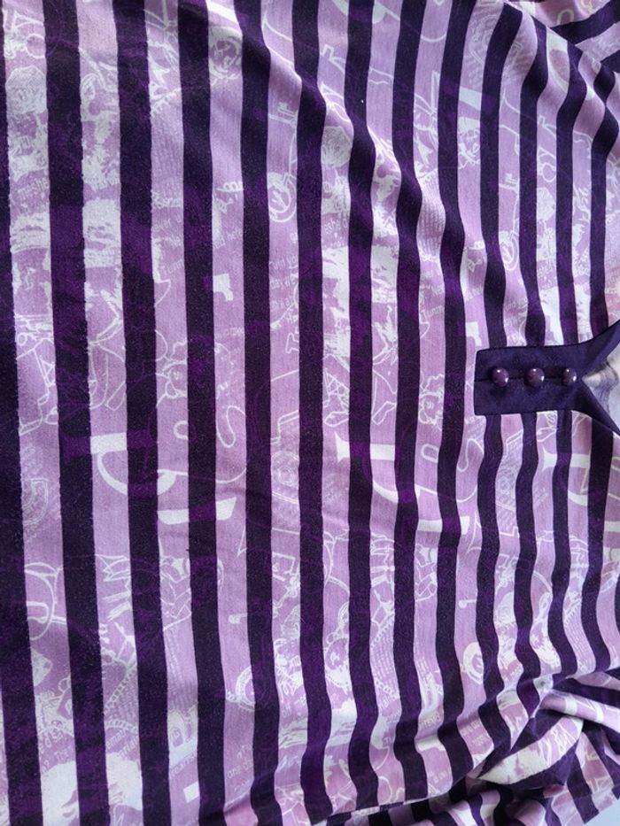 Tee shirt rayé imprimé manche longue.gue col V Yeshini taille L - photo numéro 7