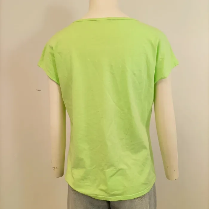 T-shirt vert fluo imprimé palmier doré BREAL style été casual - taille M A627 - photo numéro 4