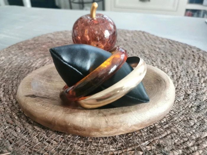 Duo bracelet doré et marron marbré