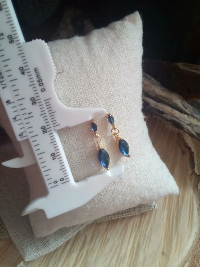 Boucles d'oreilles bohèmes bleues - photo numéro 2