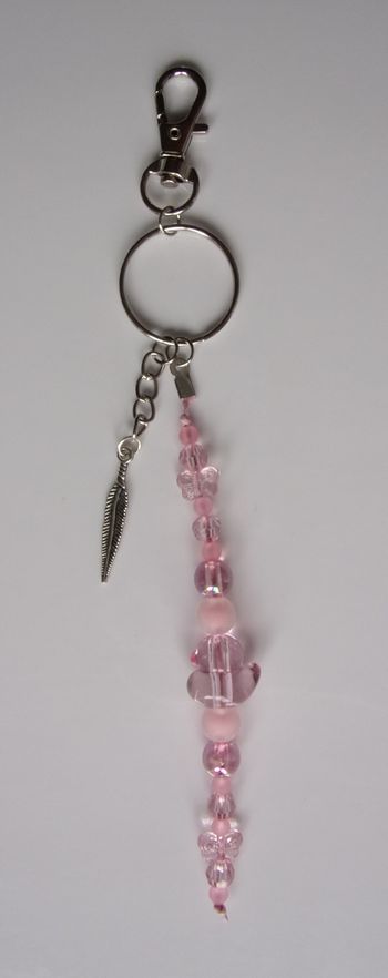 Porte clé ou Déco de sac à main canard Rose plume fine