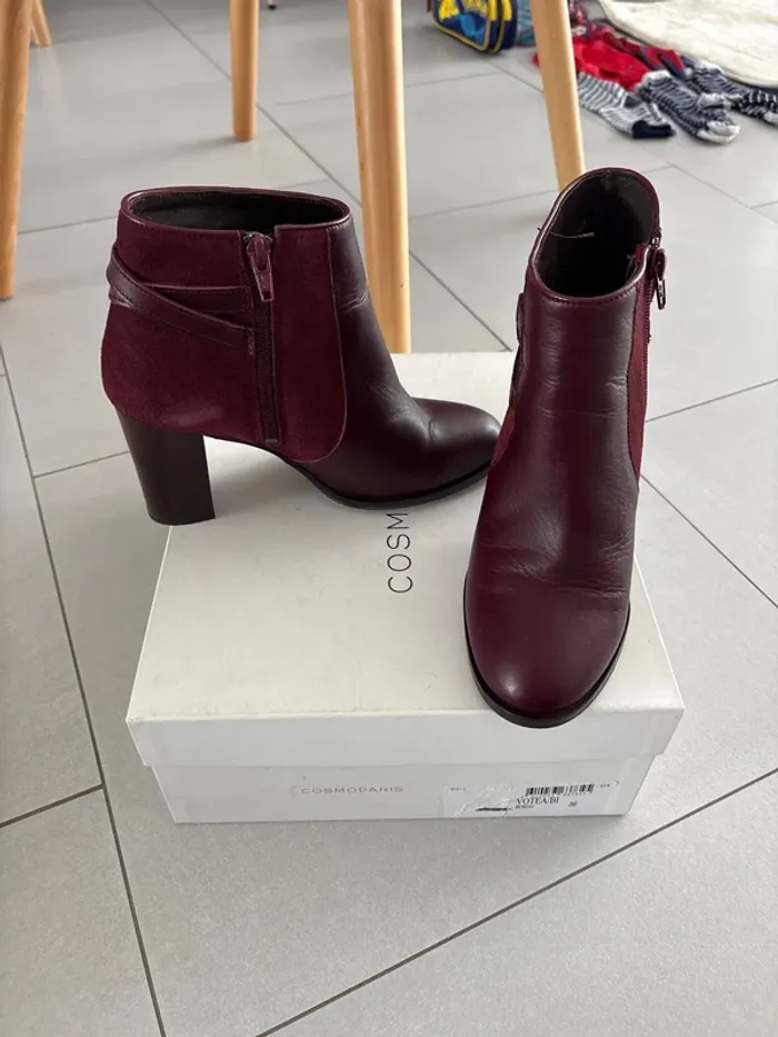 Bottines prune CosmoParis pointure 36