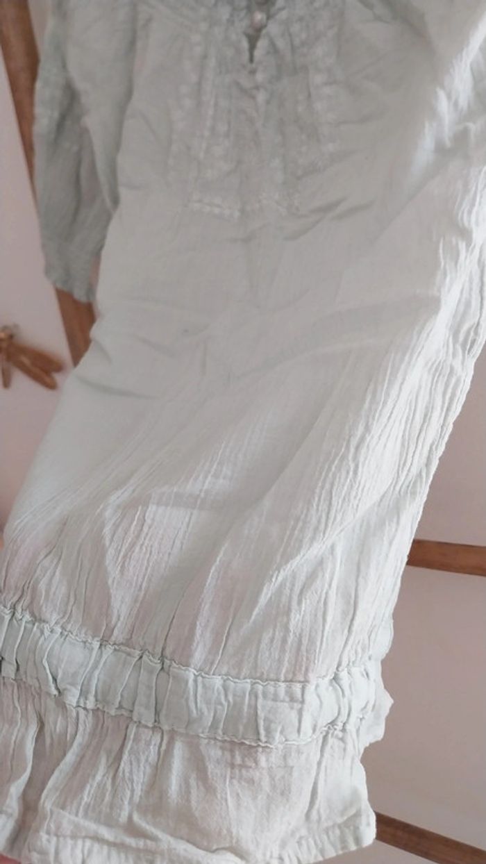 Tunique / blouse bohème vert d'eau en coton excellent état taille 4 ans - photo numéro 6