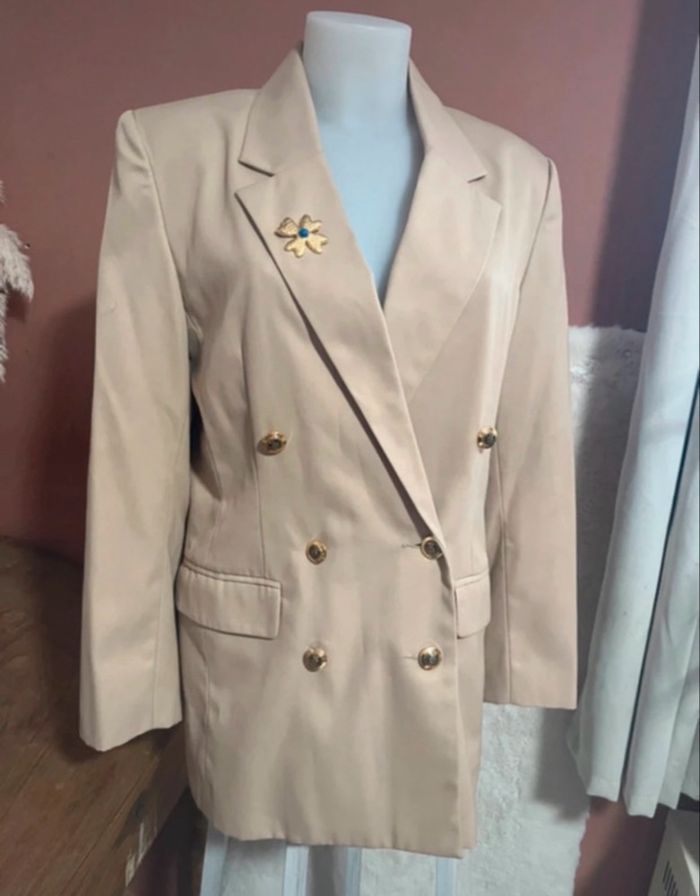 blazer beige structuré chic & vintage taille M - photo numéro 1