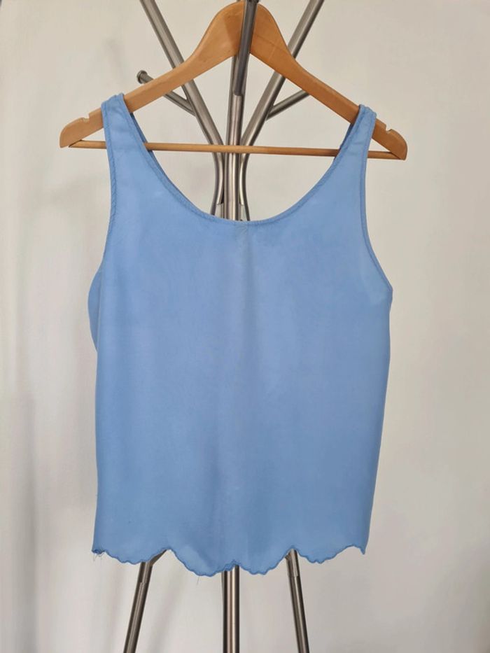 Haut débardeur femme broderie bleu indigo 38 - photo numéro 4
