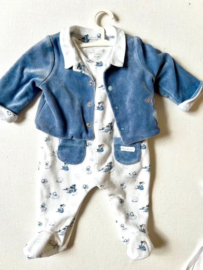 Lot Sergent Major 1 mois – Mon Premier Major – pyjama + veste velours + 2 bodys assortis - photo numéro 2