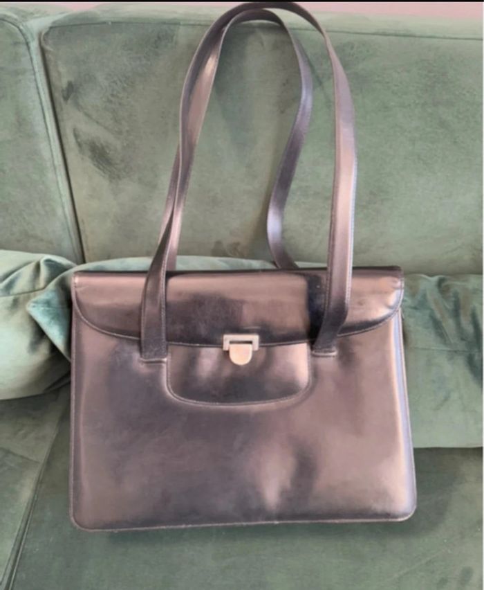 Sac Lamarthe vintage en cuir noir