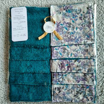 Lot 10 lingettes lavables 12x12 cm 