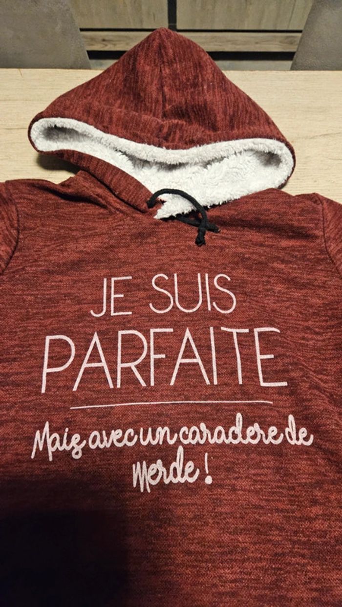 Sweat à capuche bordeu mauve à manches longues, made in Italy, taille XS/S - photo numéro 5