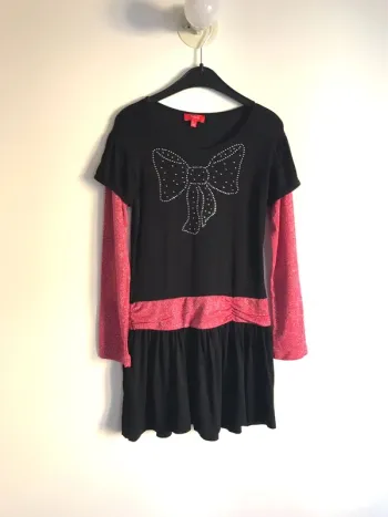 Ensemble legging et robe avec strass et manches longues brillantes 10ans