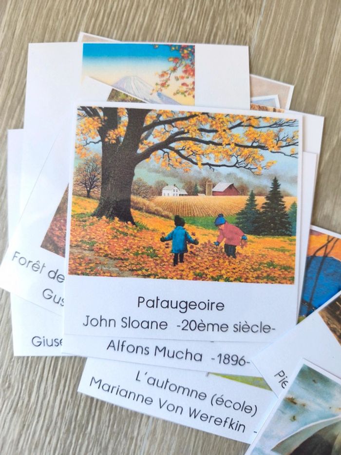 13 Cartes de nomenclature les tableaux d'Automne script - photo numéro 2
