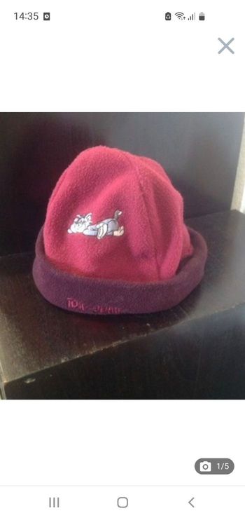 Bonnet polaire bordeaux enfant Tom et Jerry