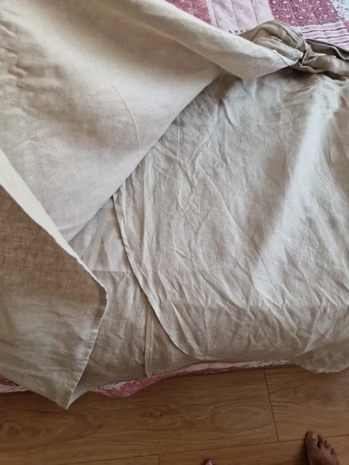 Jupe porte-feuille à nouer lin beige taille 46 très bon état - photo numéro 9