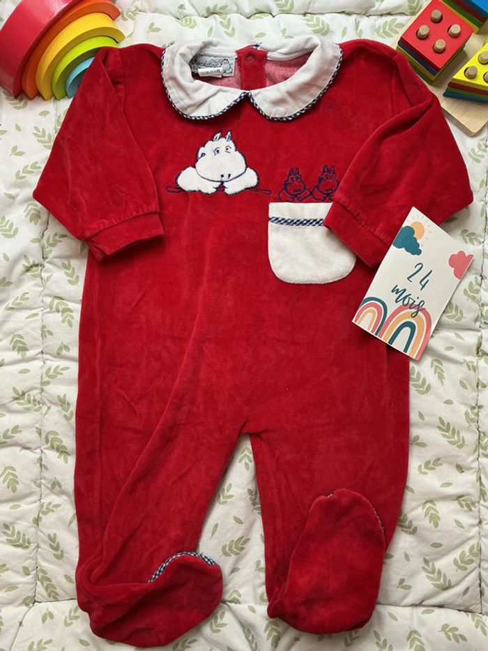 pyjama grenouillère en velours rouge 23 mois chocolatine - photo numéro 2
