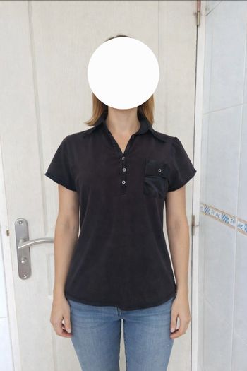Tee-shirt noir avec détail satiné femme la city taille S/36