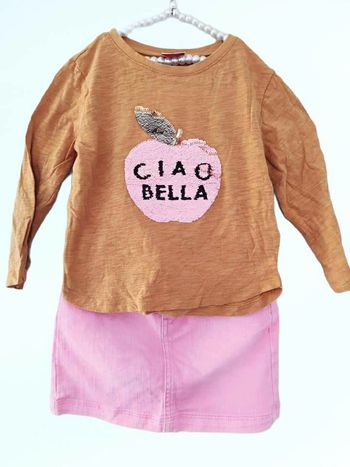 4 ans fille ensemble t-shirt à sequins et jupe