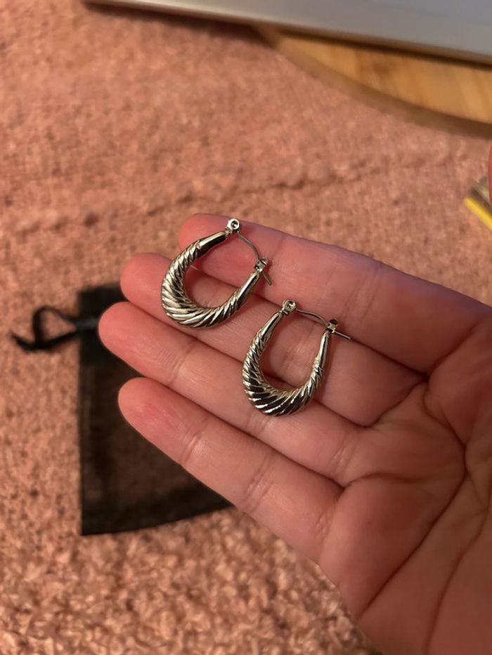 Boucles d’oreilles argenté et acier inoxydable - photo numéro 7