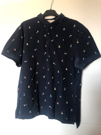 Polo homme bleu à motifs L