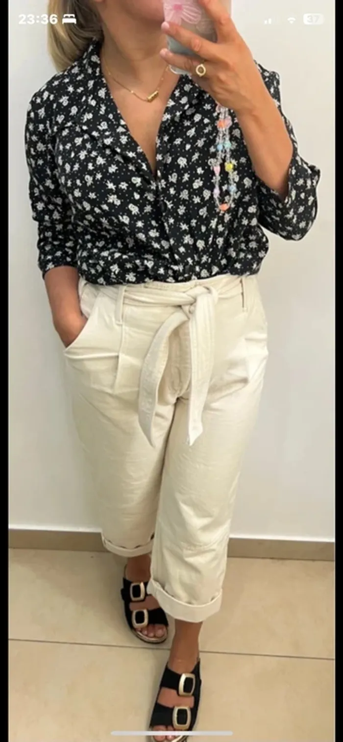 Chemise satinée a fleurs - photo numéro 3