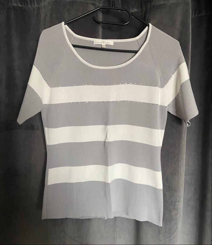 T shirt rayé avec strass