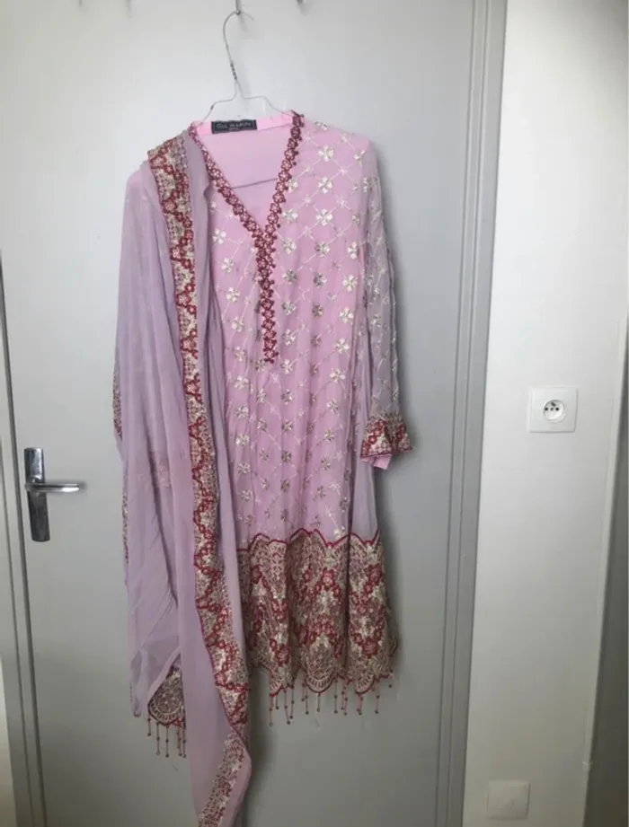 Ensemble robe pakistanaise indienne 3 pièces type Bollywood - photo numéro 2