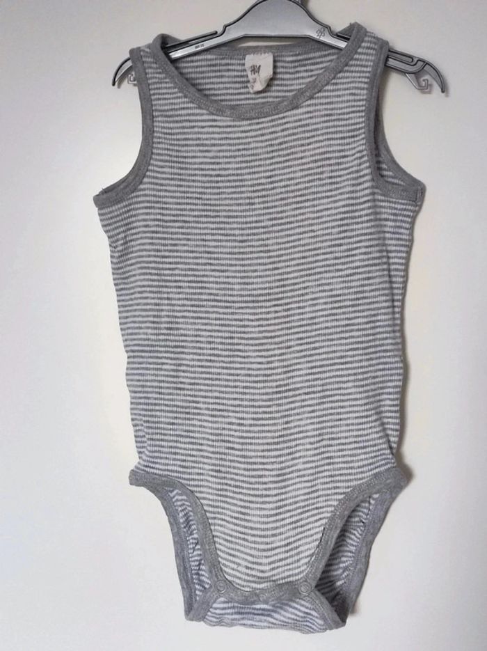 Body blanc gris rayé rayures H&M