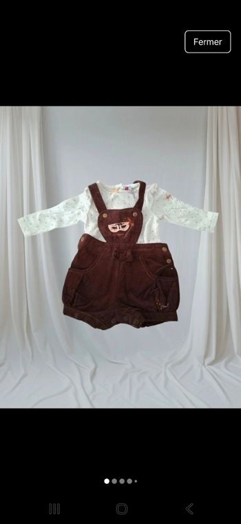 Salopette short velours marron