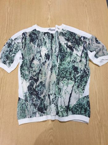 Haut/Tshirt femme Zara M blanc/vert/noir