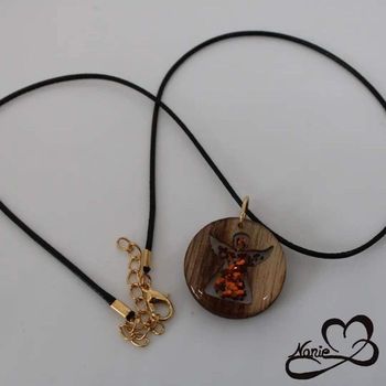 Pendentif en résine, transparent, ange orange