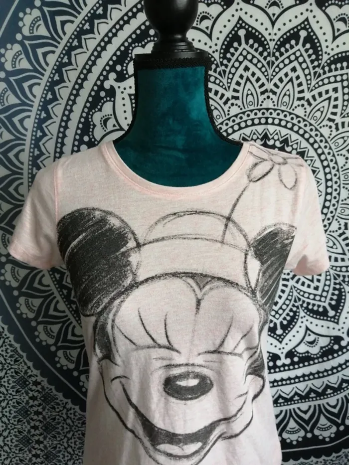 Tee-shirt rose clair disney avec imprimé mickey noir / la halle / (M) - photo numéro 3