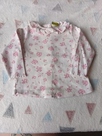 T-shirt blanc fleur rose