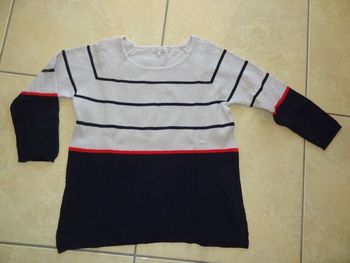 pull blanc rayures T38
