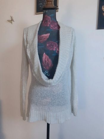 Pull léger beige paillettes vintage
