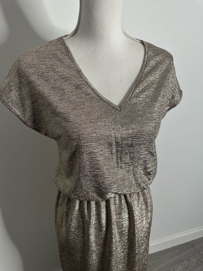 Robe longue dorée et argentée Trois Ka T38 M - photo numéro 2