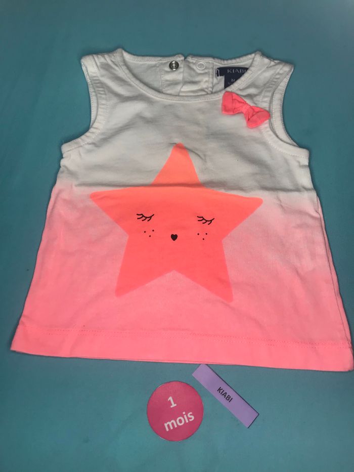 T-shirt dégradé rose et blanc 1mois