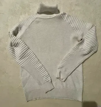 Pull Col Roulé Effet Côtelé – JohnH – Blanc – Taille S – Homme