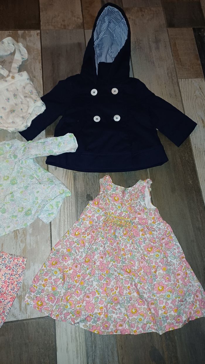 Lot jacadi cyrillus liberty robe blouse bloomer trench 3/6 mois - photo numéro 4