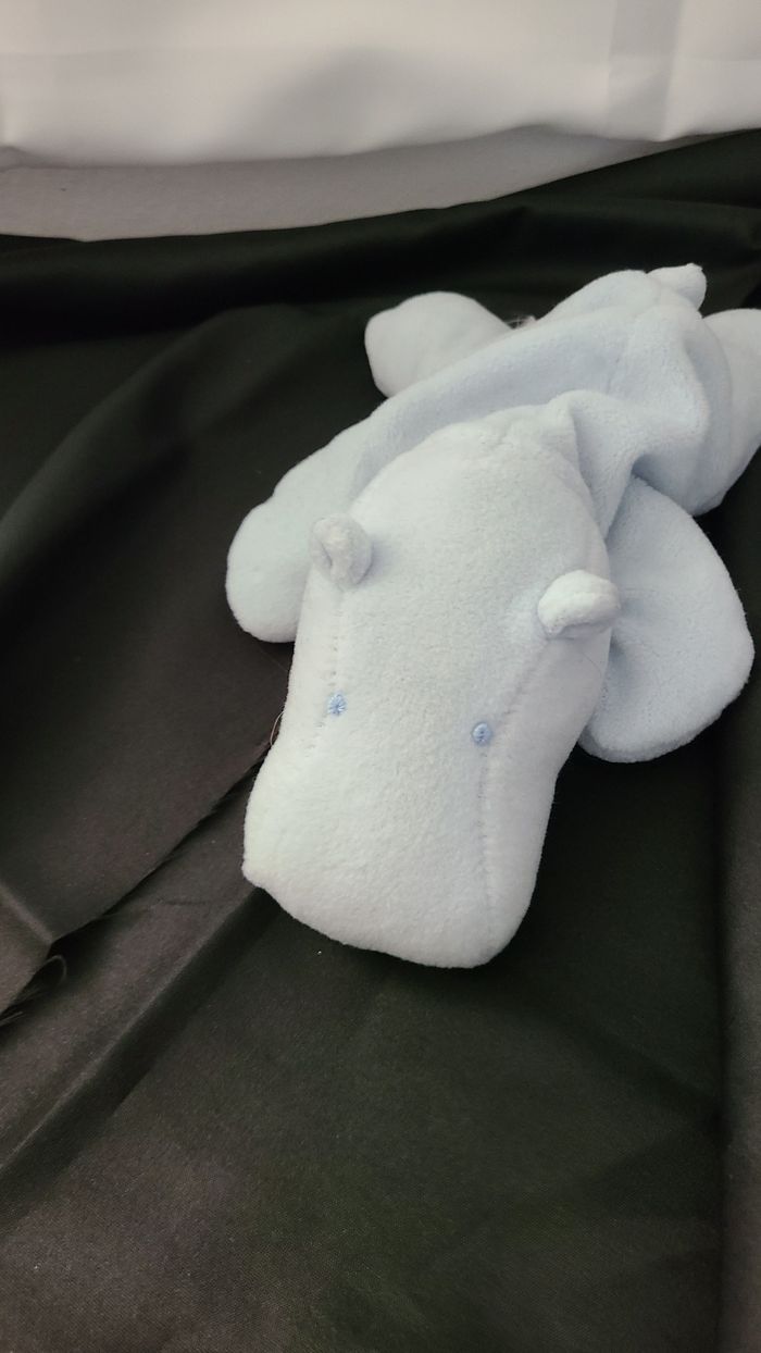 doudou hippopotame couché microbilles bleu ciel - photo numéro 2
